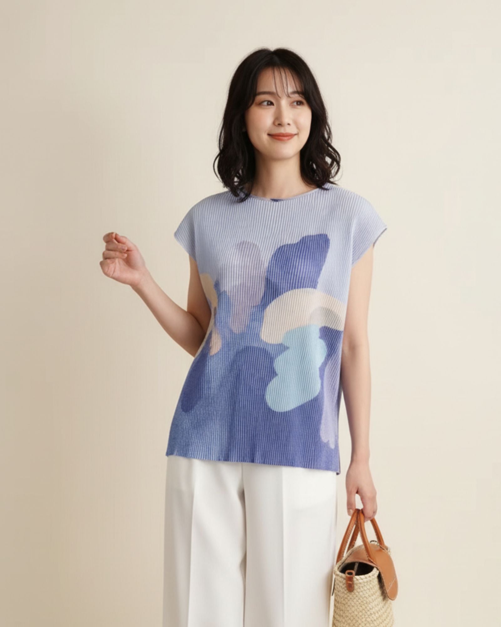 Moonlit Glow Crystal Pleated Top