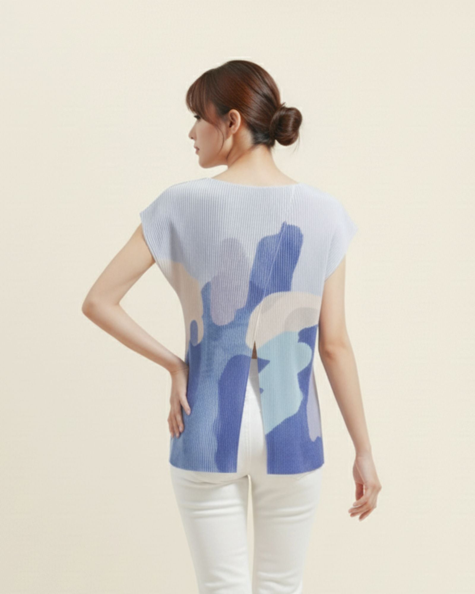 Moonlit Glow Crystal Pleated Top