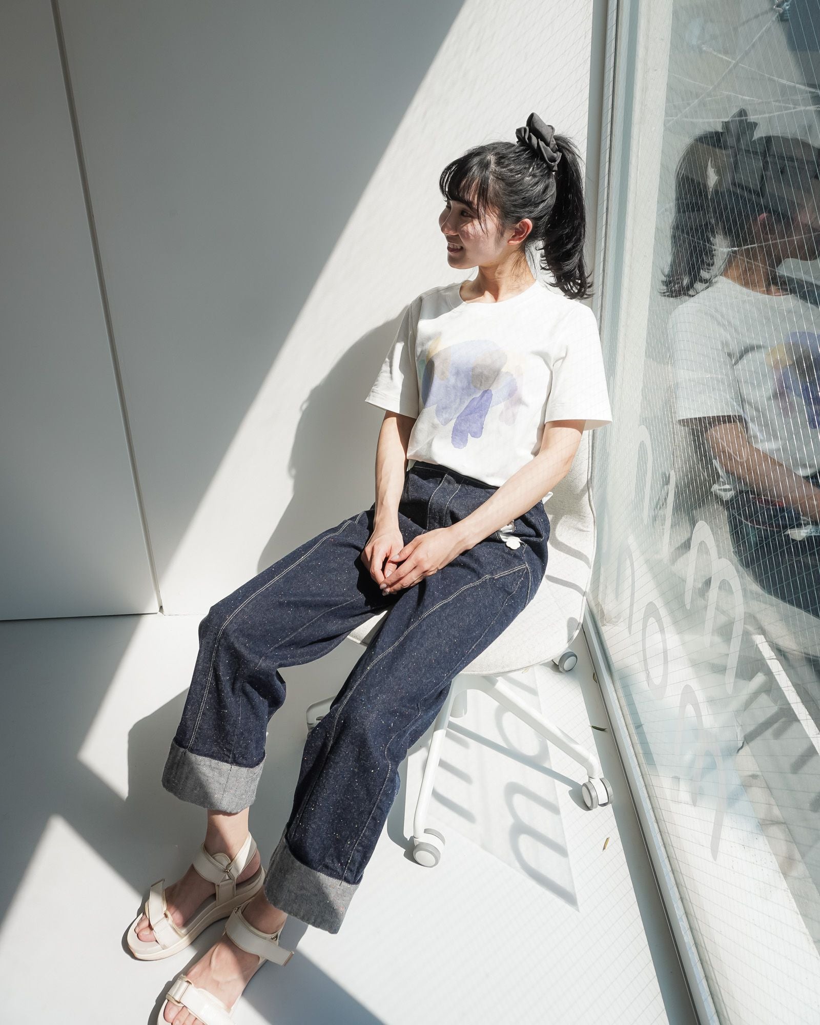 月夜の蓮池 アートプリントTシャツ(親子ペア)