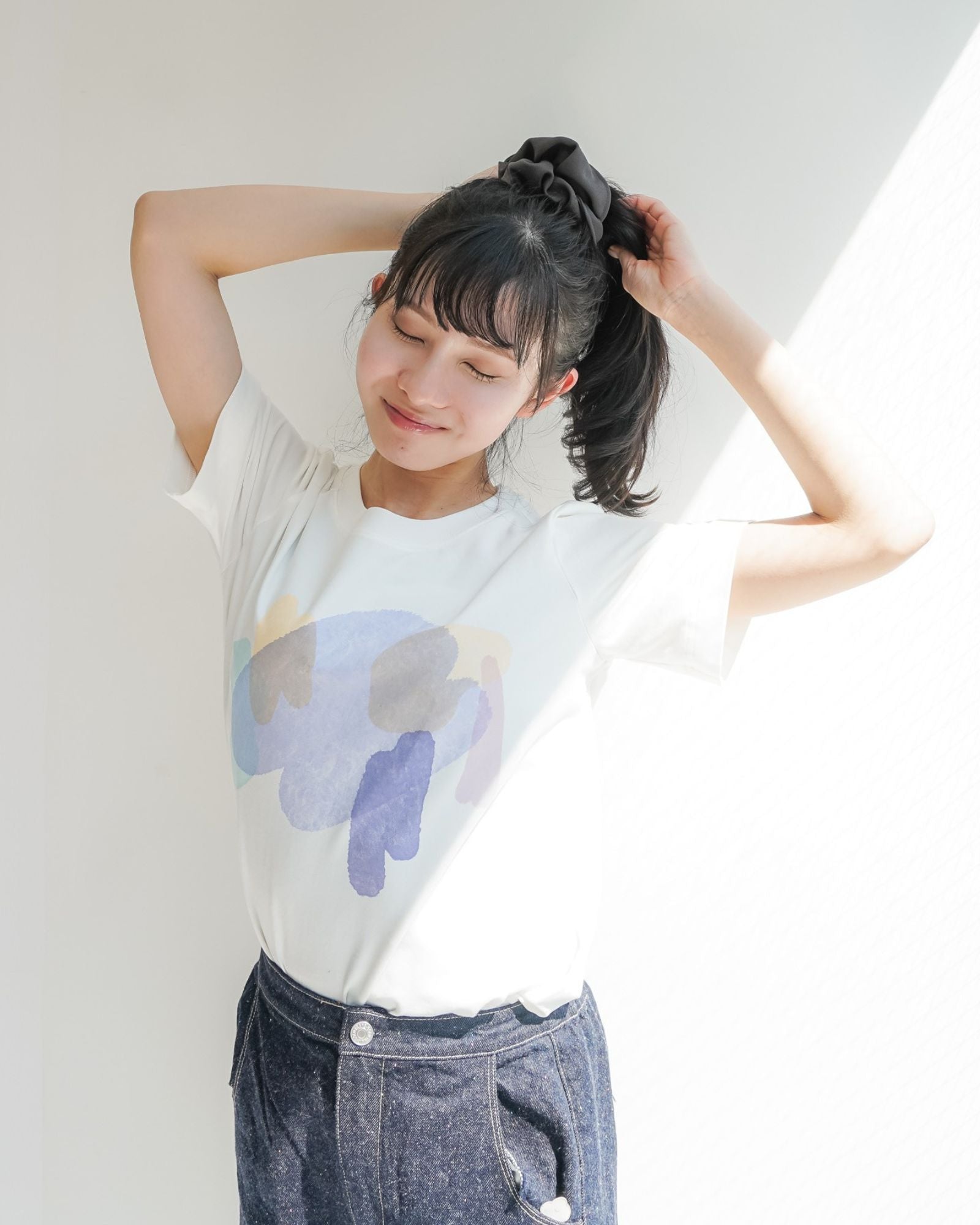 月夜の蓮池 アートプリントTシャツ(親子ペア)