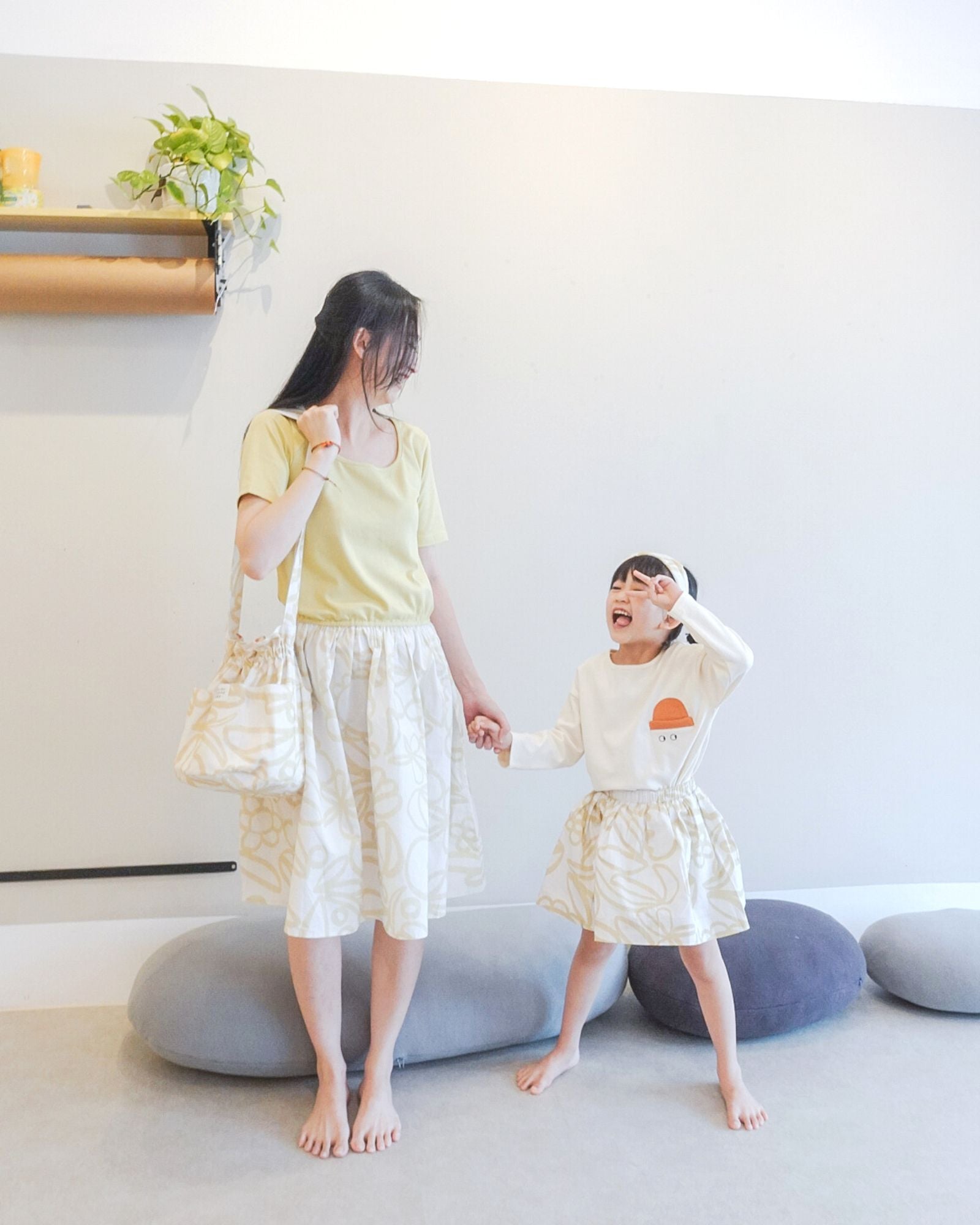 媽媽野花拼色連衣裙