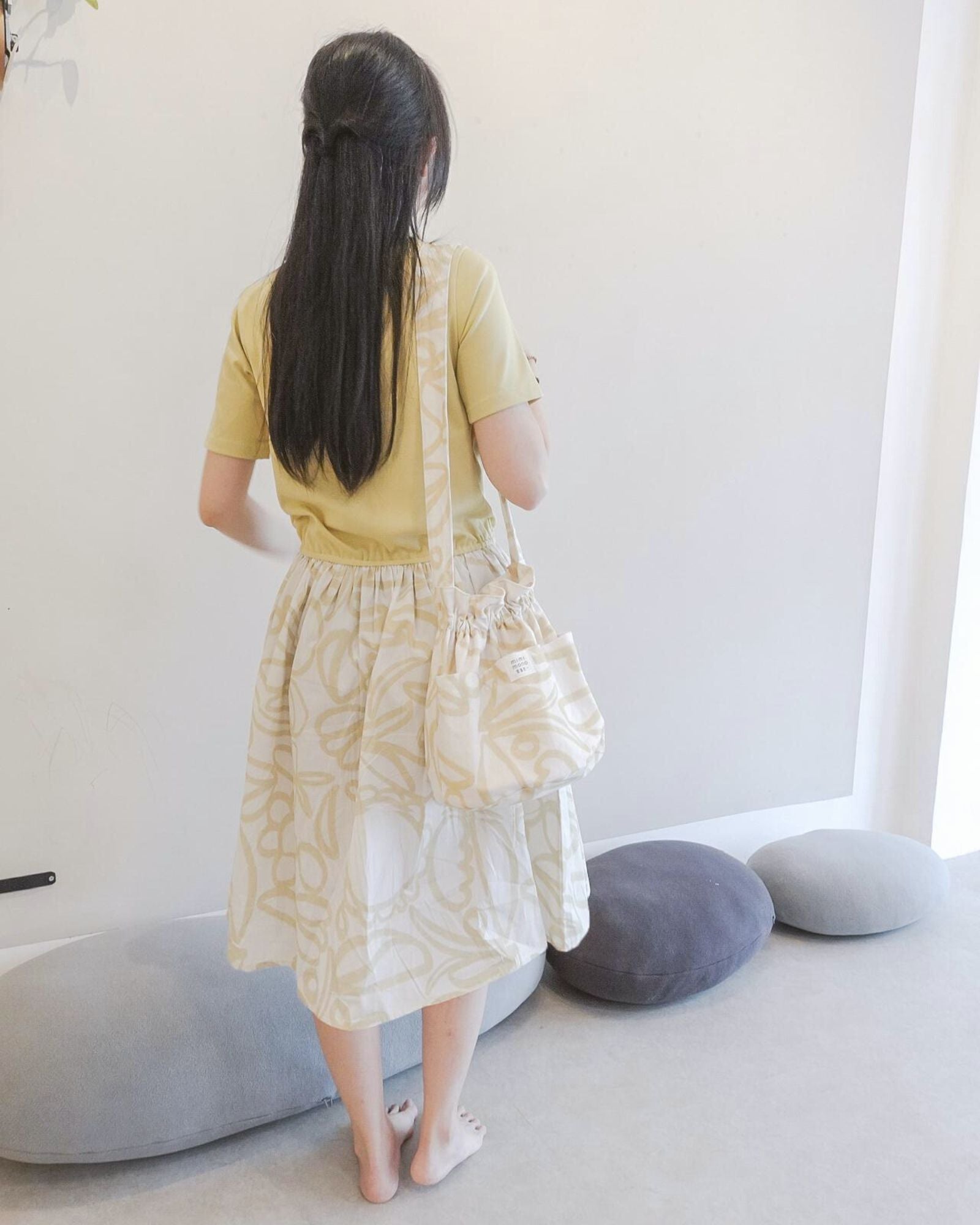 媽媽野花拼色連衣裙