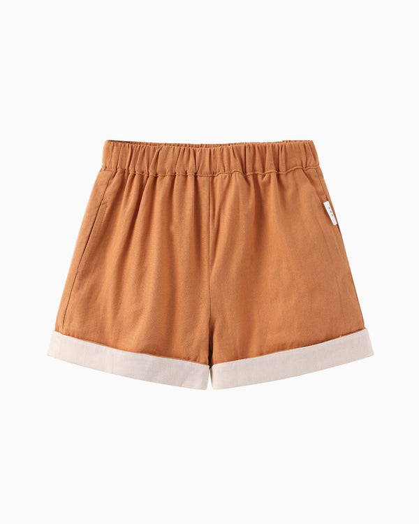 Folded Hem Shorts - caramel