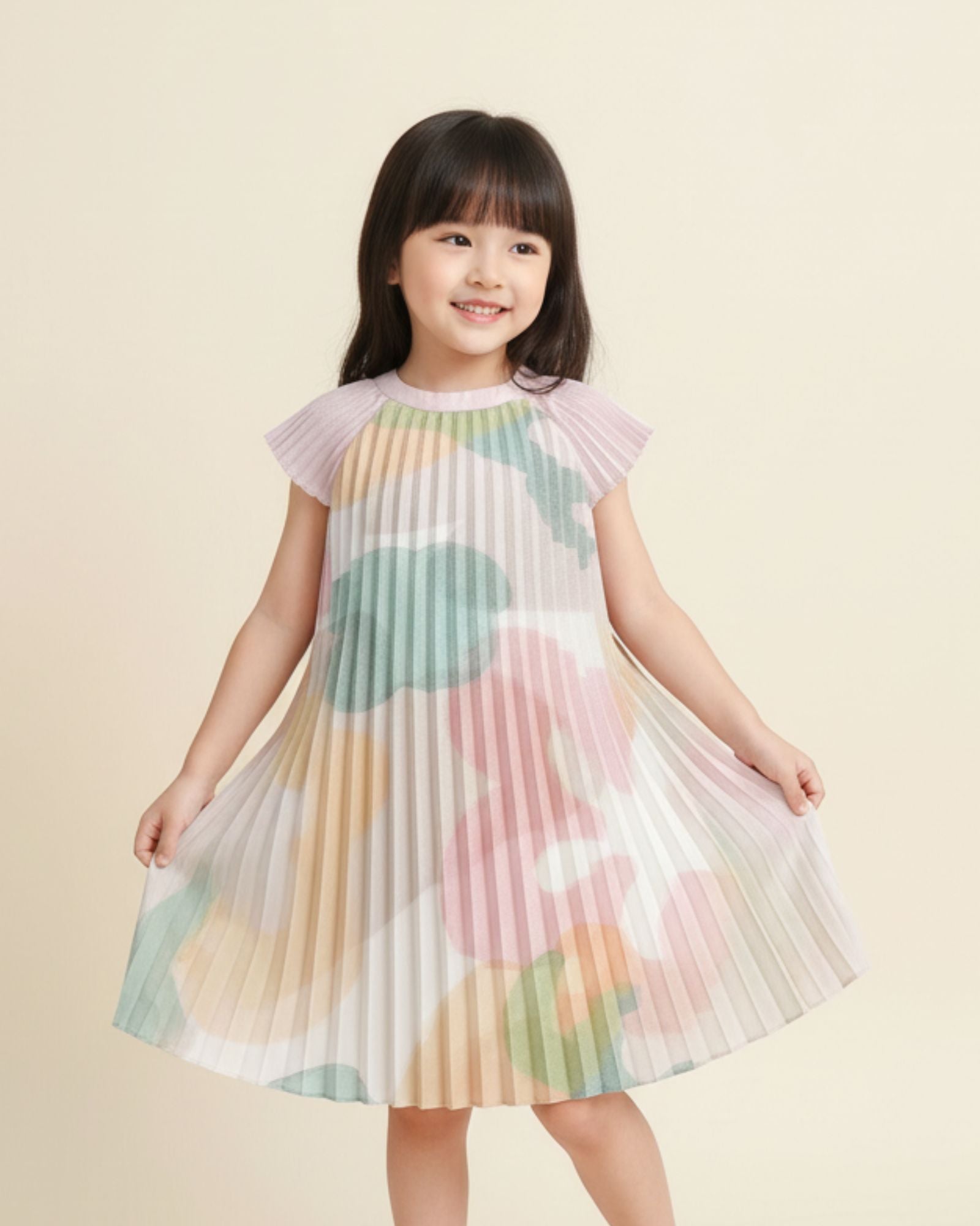 Online-exclusive: Blissful Blooms Butterfly Pleated Girls Dress