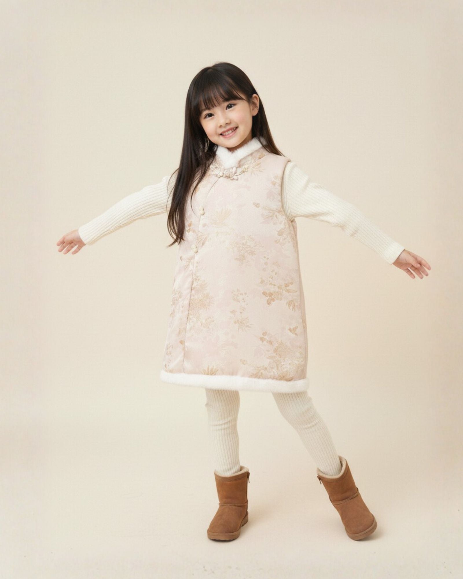 CNY Embroidered Padded Girls Dress