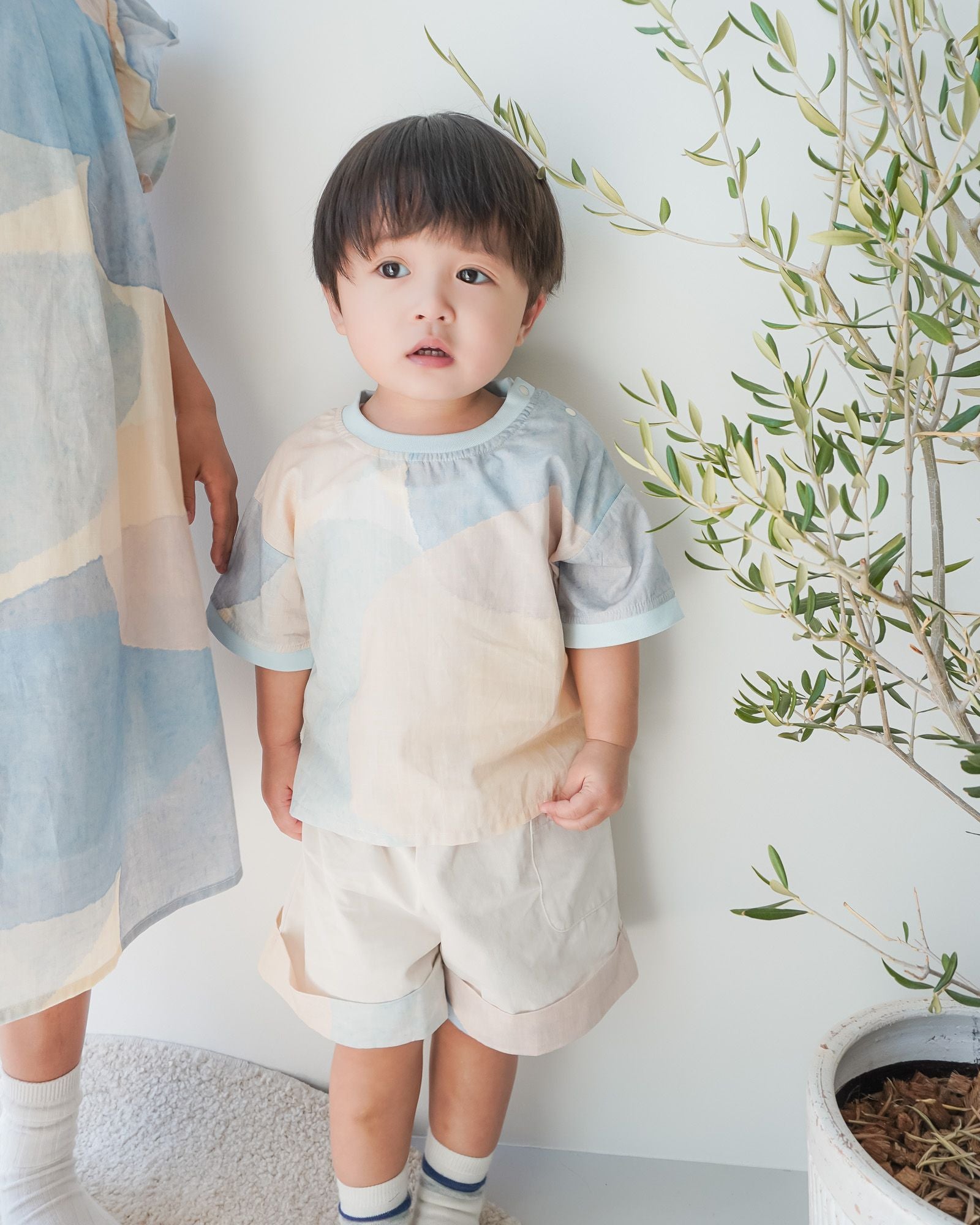 碧海と砂洲柄 クルーネック