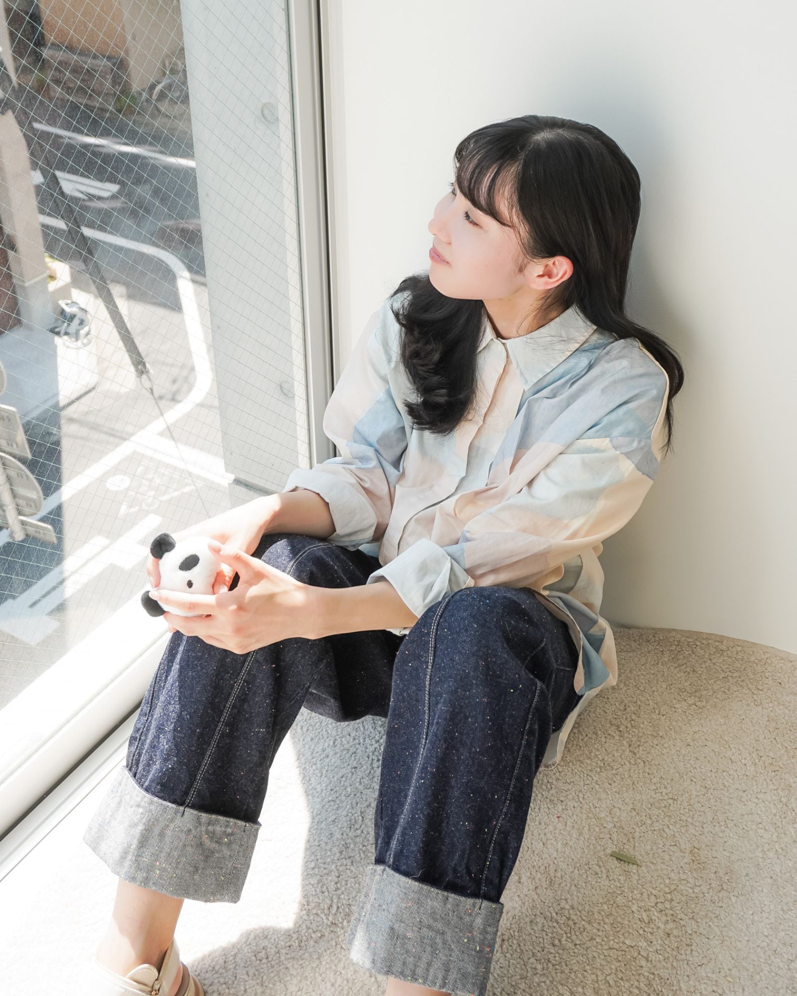 碧海と砂洲柄 オーバーサイズ大人用シャツ