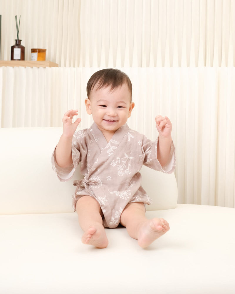 Dandelion Baby Kimono - earl grey