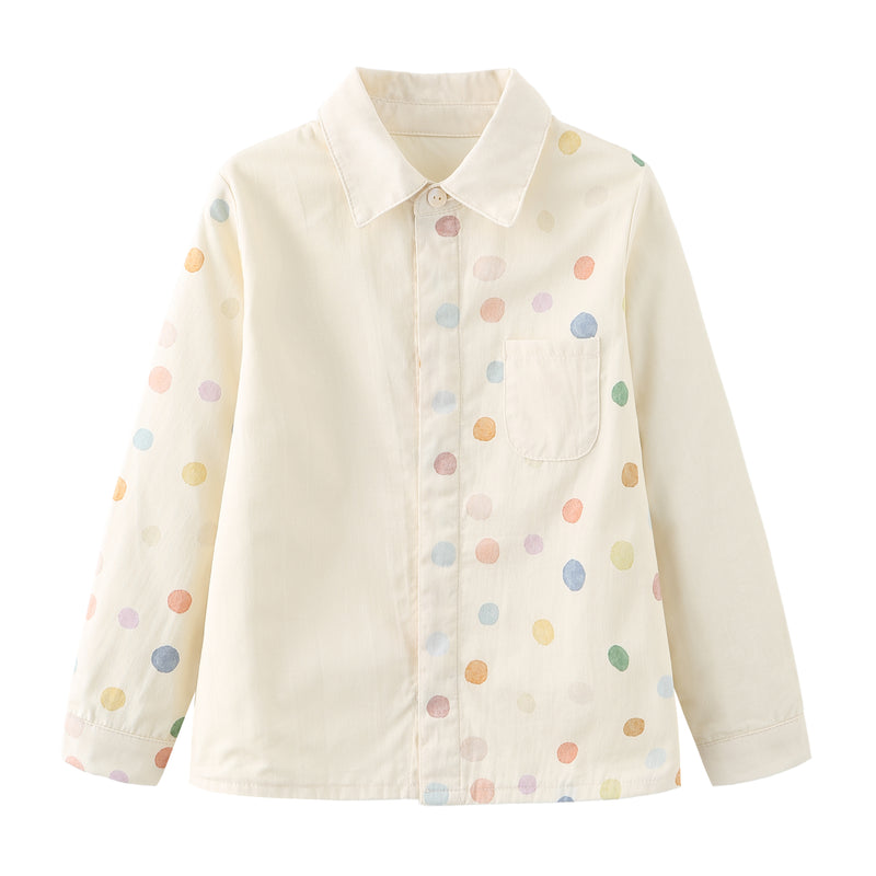 Boy Shirt, Mismatch Dancing Polka Dots Shirt, 100% Cotton