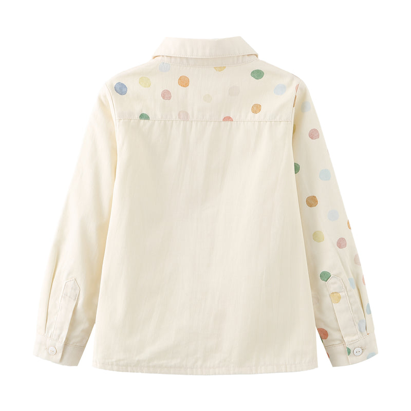 Boy Shirt, Mismatch Dancing Polka Dots Shirt, 100% Cotton