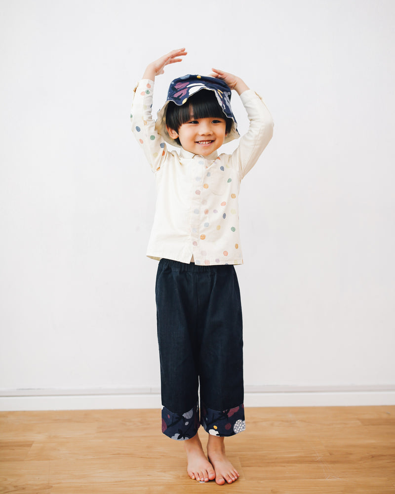 Boy Shirt, Mismatch Dancing Polka Dots Shirt, 100% Cotton