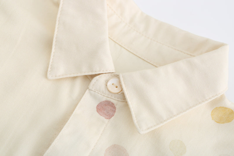 Boy Shirt, Mismatch Dancing Polka Dots Shirt, 100% Cotton