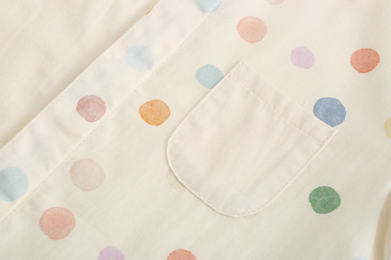 Boy Shirt, Mismatch Dancing Polka Dots Shirt, 100% Cotton