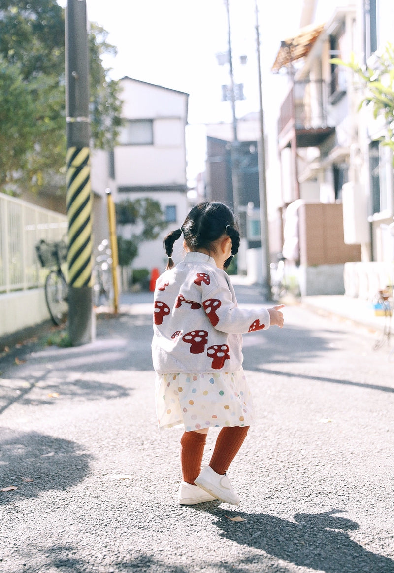 Mushrooms Knitted Cardigan, 100% Cotton