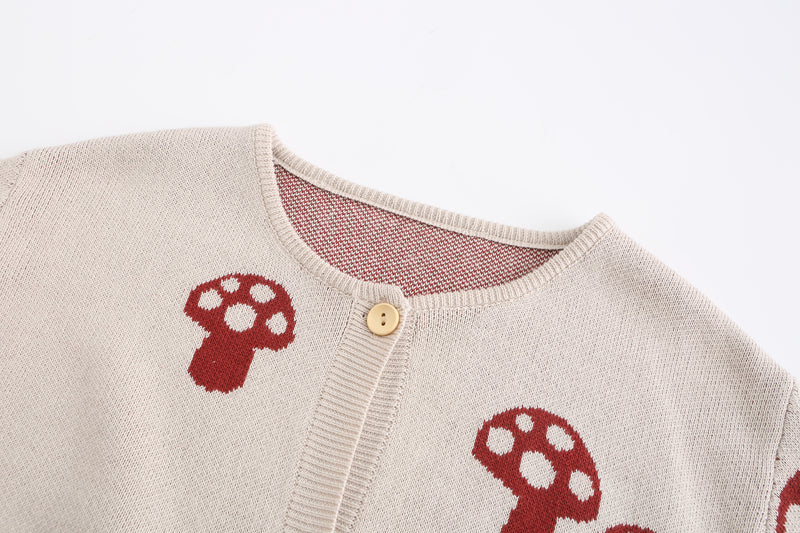 MushroomsKnittedCardigan, 100% Cotton