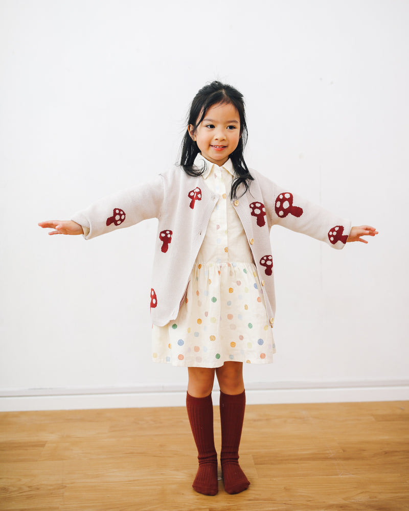 MushroomsKnittedCardigan, 100% Cotton