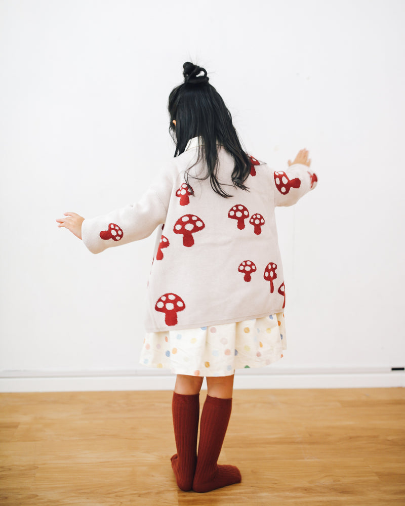 MushroomsKnittedCardigan, 100% Cotton