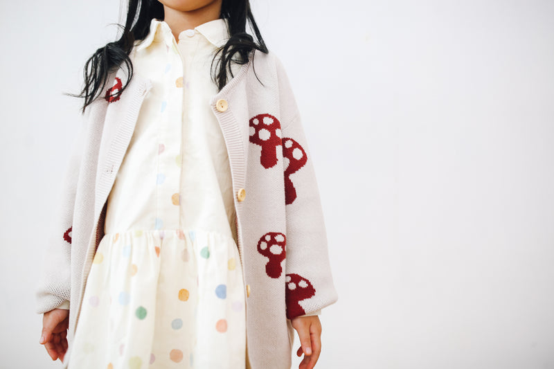 MushroomsKnittedCardigan, 100% Cotton