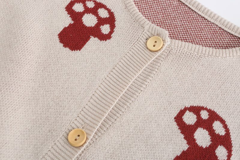 MushroomsKnittedCardigan, 100% Cotton