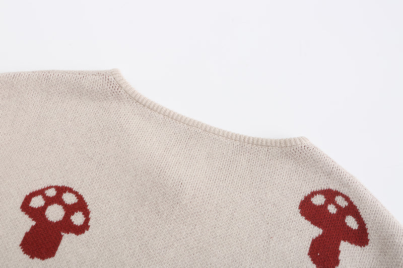 MushroomsKnittedCardigan, 100% Cotton