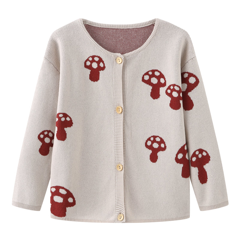 MushroomsKnittedCardigan, 100% Cotton