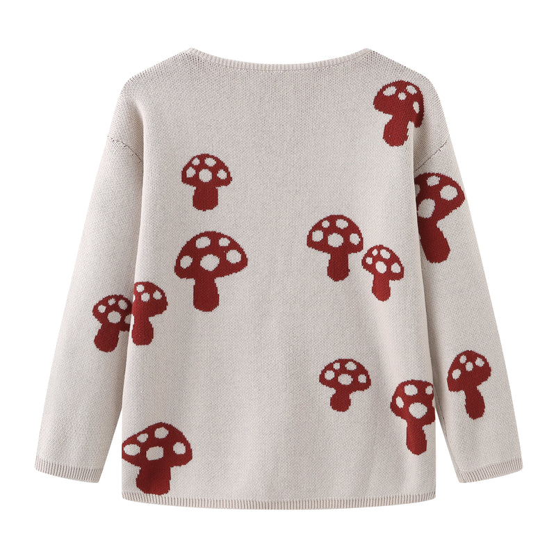 MushroomsKnittedCardigan, 100% Cotton
