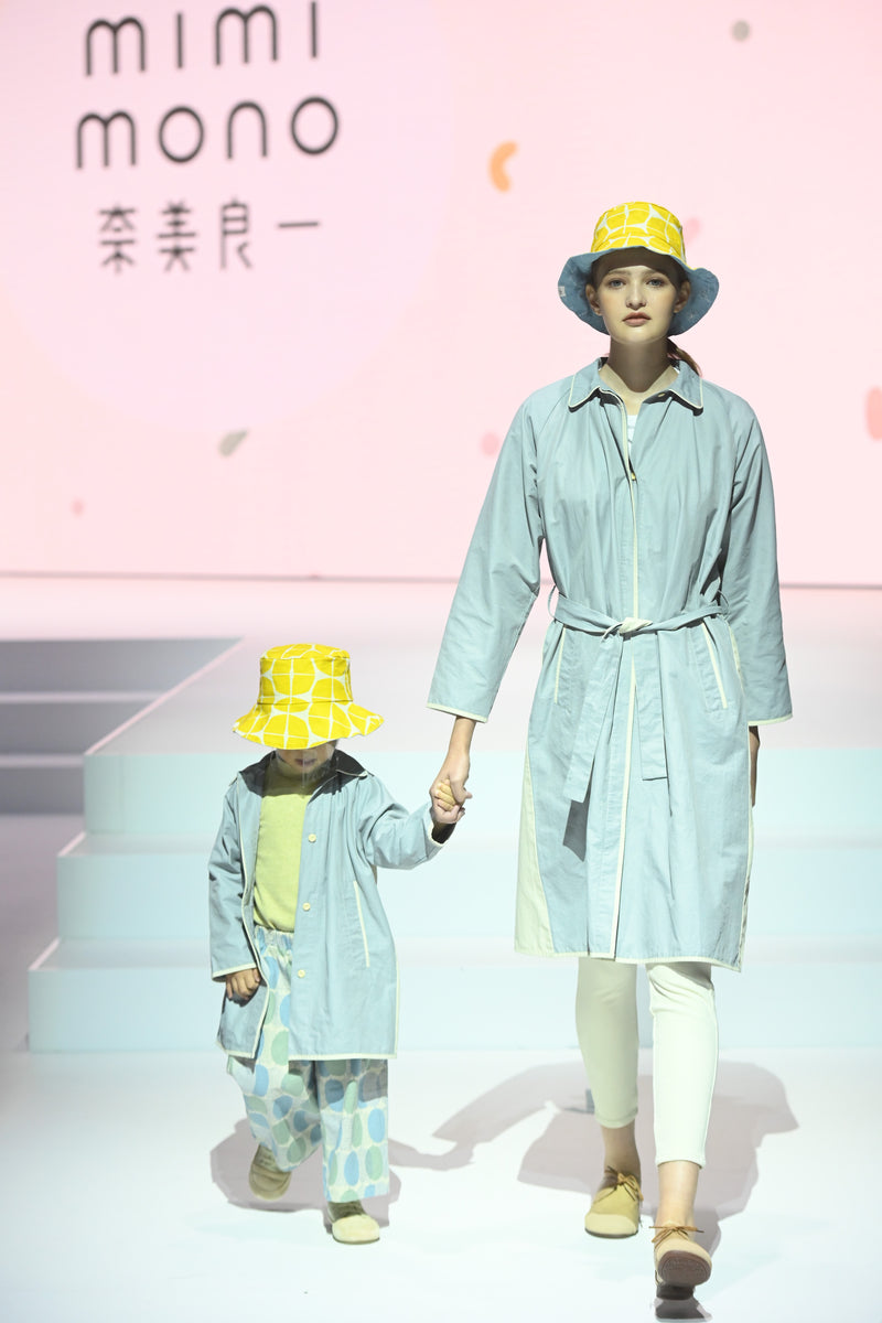 Boy and Girl, Colourblock Trenchcoat, Blue and White